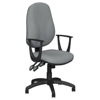 O.B Series Office Chair Fabric Seat Black Base & Fixed Arms Grey