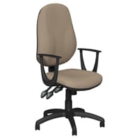 O.B Series Office Chair Fabric Seat Black Base & Fixed Arms Coffee Brown