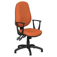 O.B Series Office Chair Fabric Seat Black Base & Fixed Arms Orange