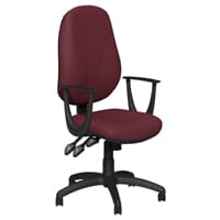 O.B Series Office Chair Leather Look Seat Black Base & Fixed Arms Maroon