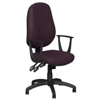 O.B Series Office Chair Leather Look Seat Black Base & Fixed Arms Violet