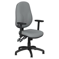 O.B Series Office Chair Fabric Seat Black Base & Adjustable Arms Grey