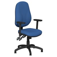 O.B Series Office Chair Fabric Seat Black Base & Adjustable Arms Blue