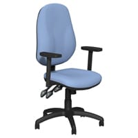 O.B Series Office Chair Fabric Seat Black Base & Adjustable Arms Light Blue