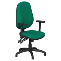 O.B Series Office Chair Fabric Seat Black Base & Adjustable Arms Cool Green