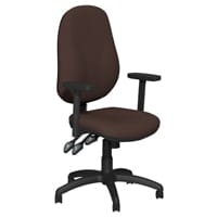 O.B Series Office Chair Fabric Seat Black Base & Adjustable Arms Brown