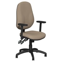 O.B Series Office Chair Fabric Seat Black Base & Adjustable Arms Coffee Brown