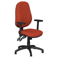 O.B Series Office Chair Fabric Seat Black Base & Adjustable Arms Dark Orange