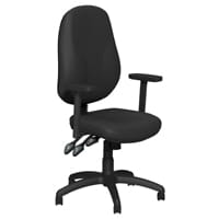 O.B Series Office Chair Leather Look Seat Black Base & Adjustable Arms Black