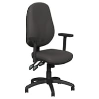 O.B Series Office Chair Leather Look Seat Black Base & Adjustable Arms Graphite