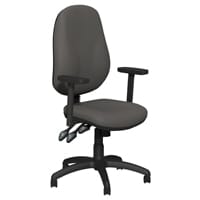 O.B Series Office Chair Leather Look Seat Black Base & Adjustable Arms Grey