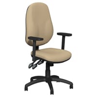 O.B Series Office Chair Leather Look Seat Black Base & Adjustable Arms Ivory