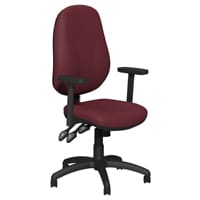 O.B Series Office Chair Leather Look Seat Black Base & Adjustable Arms Maroon