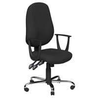 O.B Series Office Chair Fabric Seat Chrome Base & Fixed Arms Black