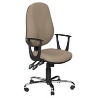 O.B Series Office Chair Fabric Seat Chrome Base & Fixed Arms Coffee Brown