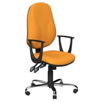 O.B Series Office Chair Fabric Seat Chrome Base & Fixed Arms Yellow