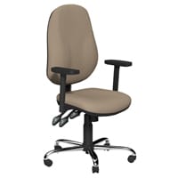 O.B Series Office Chair Fabric Seat Chrome Base & Adjustable Arms Coffee Brown