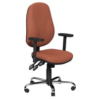 O.B Series Office Chair Leather Look Seat Chrome Base & Adjustable Arms Rustic Brown