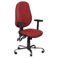 O.B Series Office Chair Leather Look Seat Chrome Base & Adjustable Arms Red