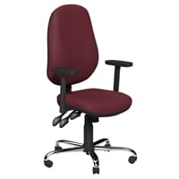 O.B Series Office Chair Leather Look Seat Chrome Base & Adjustable Arms Maroon