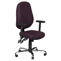 O.B Series Office Chair Leather Look Seat Chrome Base & Adjustable Arms Violet
