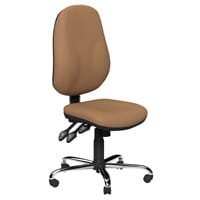 O.B Series Office Chair Leather Look Seat Chrome Base Beige