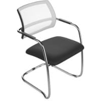 OQ Series Mid Mesh Backrest Stacking Chair with Grey Mesh and Chrome Frame