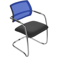 OQ Series Mid Mesh Backrest Stacking Chair with Blue Mesh and Chrome Frame
