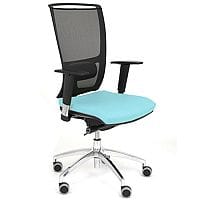 Ergonomic Mesh Task Operator Office Chair With Lumbar Support & Adjustable Arms Light Blue Eco-Leather Seat OZ Series