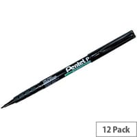 Pentel Black Fine Permanent Marker Pens 0.8mm Pack of 12