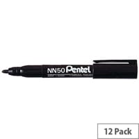 Pentel NN50 Black Permanent Marker Bullet Tip Pack of 12