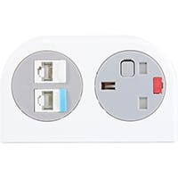 Phase Multi-surface Power Module 1 x UK Socket, 2 x RJ45 Sockets - Black