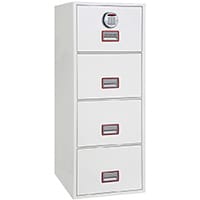 Phoenix World Class Vertical Fire File FS2274E 4 Drawer Filing Cabinet with Electronic Lock White