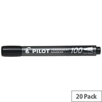 Pilot 100 Permanent Market Black Bullet Tip Pack of 20 3131910501268