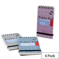 Pukka Pad A7 Metallic Pocket Notebook Pack of 6 โ 100 Pages Each, 80GSM, Feint Ruled With 8mm Lines, 360 Degrees Rotation, Metallic & Durable (6254-MET)