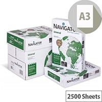 Navigator Universal A3 Printer Paper, 80gsm, White (Box of 2500 Sheets) - Smooth Paper for High-Volume Printing