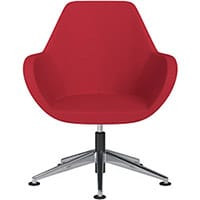 Fan Swivel Armchair with Economic Mechanism 5 Star Base Vivid Red Sprint Fabric Seat & Polished Aluminium Base with Universal Teflon Glides - Perfect Seating Solution for Breakout, Reception Areas & Boardroom