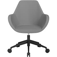 Fan Swivel Armchair with Economic Mechanism 5 Star Base Grey Valencia Leather Look Seat & Black Base with Castors for Soft Floors - Perfect Seating Solution for Breakout, Reception Areas & Boardroom