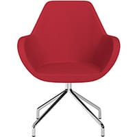 Fan 4 Legged Swivel Armchair Vivid Red Sprint Fabric Seat & Chrome Base with Universal Teflon Glides - Perfect Seating Solution for Breakout, Reception Areas & Boardroom