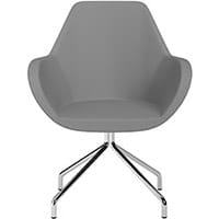 Fan 4 Legged Swivel Armchair Grey Valencia Leather Look Seat & Chrome Base with Universal Teflon Glides - Perfect Seating Solution for Breakout, Reception Areas & Boardroom