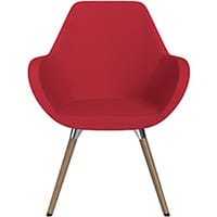 Fan Armchair with Wooden Legs Vivid Red Sprint Fabric Seat & Brown H12 Lacquer Base with Universal Teflon Glides - Perfect Seating Solution for Breakout, Reception Areas & Boardroom