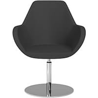 Fan Swivel Round Base Armchair Charcoal Valencia Leather Look Seat & Chrome Base - Perfect Seating Solution for Breakout, Reception Areas & Boardroom