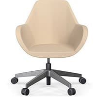 Fan Swivel Five Star Base Beige Softline Leather Look Seat & Metallic Silver Base with Castors for Hard Floors - Perfect Seating Solution for Breakout, Reception Areas & Boardroom