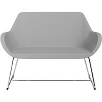 Fan 2 Seater Sofa with Cantilever Legs Light Grey Sprint Fabric Seat & Chrome Base with Felt Glides for Hard Floors - Perfect Seating Solution for Breakout & Reception Areas