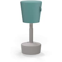 Mickey Ergonomic Height Adjustable Sit Stand Stool - Pouffe with Aqua Green Fabric Seat & Plastic Beige Base & Frame - Seat Adjusts from 570-900m with Swivel & Tilt Function Perfect for use with Sit Stand Desks