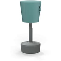 Mickey Ergonomic Height Adjustable Sit Stand Stool - Pouffe with Aqua Green Fabric Seat & Plastic Grey Base & Frame - Seat Adjusts from 570-900m with Swivel & Tilt Function Perfect for use with Sit Stand Desks