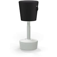 Mickey Ergonomic Height Adjustable Sit Stand Stool - Pouffe with Black Fabric Seat & Plastic Light Grey Base & Frame - Seat Adjusts from 570-900m with Swivel & Tilt Function Perfect for use with Sit Stand Desks