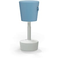 Mickey Ergonomic Height Adjustable Sit Stand Stool - Pouffe with Light Blue Fabric Seat & Plastic Light Grey Base & Frame - Seat Adjusts from 570-900m with Swivel & Tilt Function Perfect for use with Sit Stand Desks