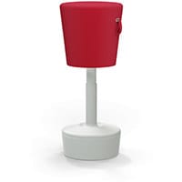 Mickey Ergonomic Height Adjustable Sit Stand Stool - Pouffe with Red Fabric Seat & Plastic Light Grey Base & Frame - Seat Adjusts from 570-900m with Swivel & Tilt Function Perfect for use with Sit Stand Desks