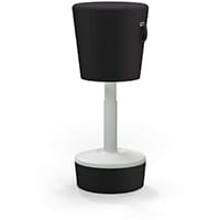 Mickey Ergonomic Height Adjustable Sit Stand Stool - Pouffe with Black Fabric Seat Matching Fabric Base & Plastic Light Grey Frame - Seat Adjusts from 570-900m with Swivel & Tilt Function Perfect for use with Sit Stand Desks